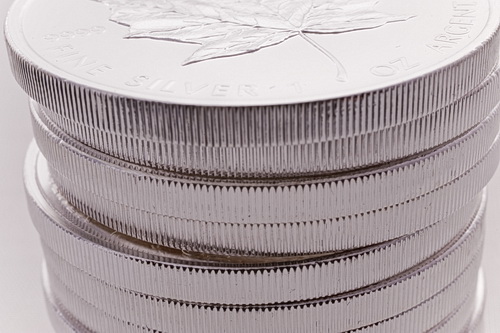 Close up of Silver Coins