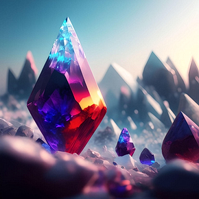 AI generated model of a crystal in different colors