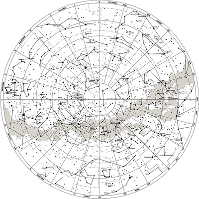 Illustration of the constellations around Earth