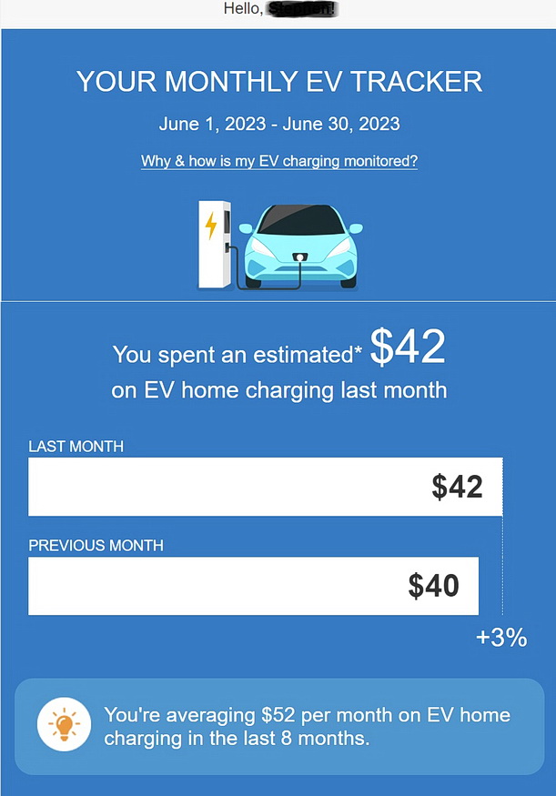 PSEG EV Monthly Cost email