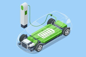 Illustration of an EV being charged