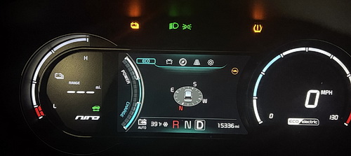 EV dashboard showing zero mileage let
