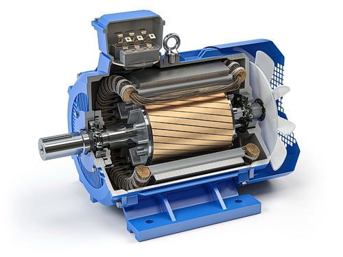 3D cut out illustration of an electric motor