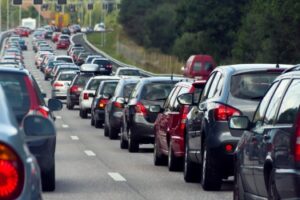 Cars in traffic